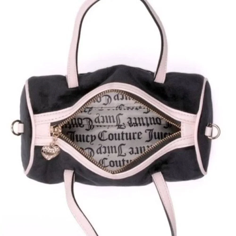 Juicy Couture Queen Of Everything Black Velvet Pink Crossbody Bag NWT